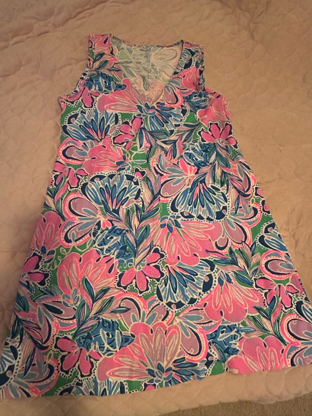 Lilly Pulitzer Pink, Blue & Green Floral Shift Dress